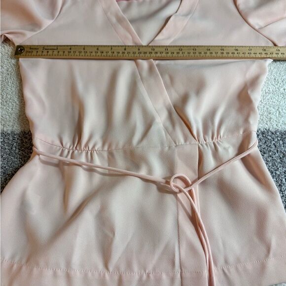J. Crew Top Womens size 6 T Drapey Crepe Pink Faux Wrap Blouse V Neck Preppy - Picture 7 of 14